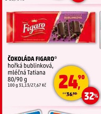 ČOKOLÁDA FIGARO hořká bublinková, mléčná Tatiana