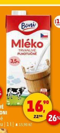TRVANLIVÉ MLÉKO BONI plnotučné 3,5 % tuku