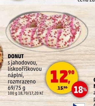 DONUT s jahodovou, lískooříškovou náplní