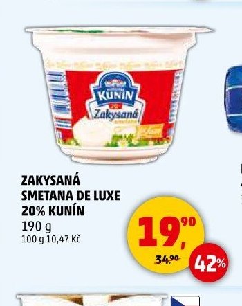 Zakysaná smetana de luxe 20 % Kunín 190 g