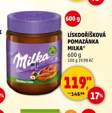 Lískooříšková pomazánka Milka