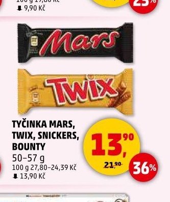TYČINKA MARS, TWIX, SNICKERS, BOUNTY
