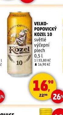VELKOPOPOVICKÝ KOZEL 10 světlé výčepní plech