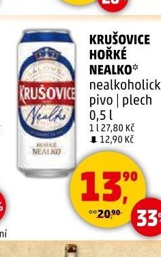 KRUŠOVICE HOŘKÉ NEALKO nealkoholické pivo plech