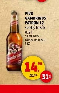 PIVO GAMBRINUS PATRON 12 světlý ležák
