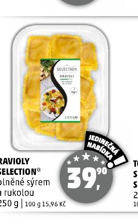 RAVIOLY SELECTION* plněné sýrem a rukolou 250 g