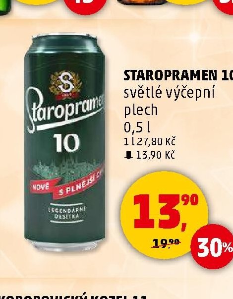 Staropramen 10 světlé výčepní plech 0,5 l