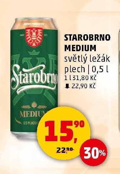 Starobrno Medium světlý ležák plech 0,5 l