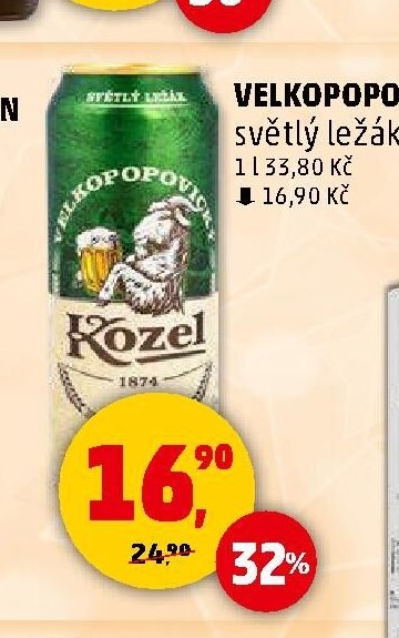 Velkopopovický Kozel 11 světlý ležák plech 0,5 l