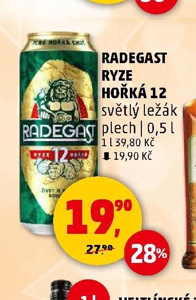 Radegast Ryze Hořká 12 světlý ležák plech 0,5 l