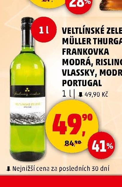 Veltlínské zelené, Müller Thurgau, Frankovka modrá, Risling vlassky, modrý portugal 1 l