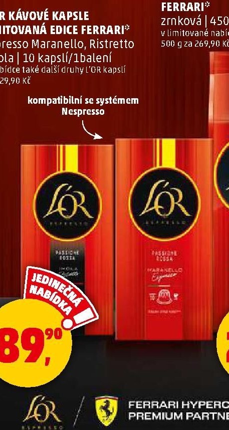 L'OR KÁVOVÉ KAPSLE LIMITOVANÁ EDICE FERRARI