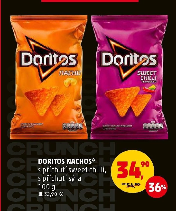 DORITOS NACHOS s příchutí sweet chilli, s příchutí sýra