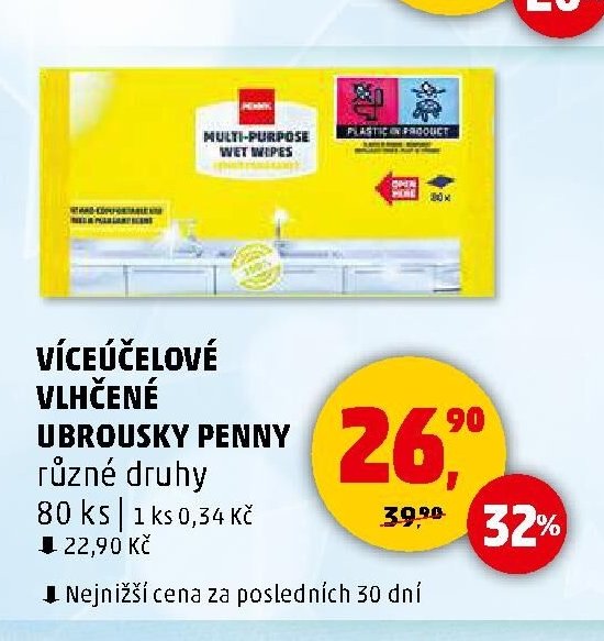 Víceúčelové vlhčené ubrousky Penny