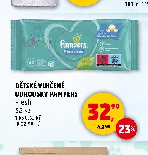 DĚTSKÉ VLHČENÉ UBROUSKY PAMPERS Fresh
