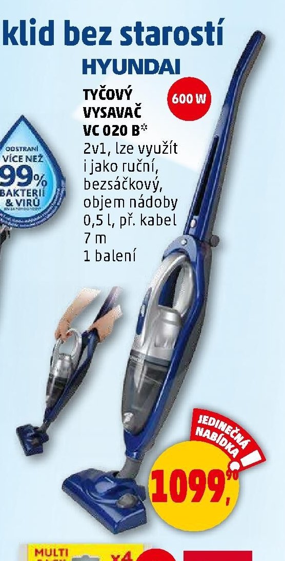 Hyundai tyčový vysavač VC 020 B*