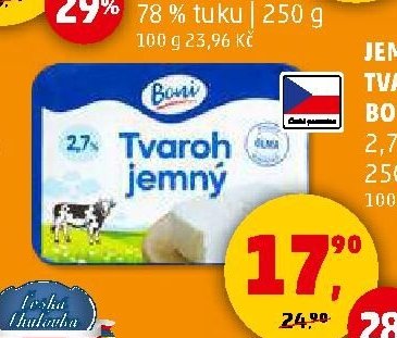 Jemný tvaroh Boni 2,7 % tuku 250g