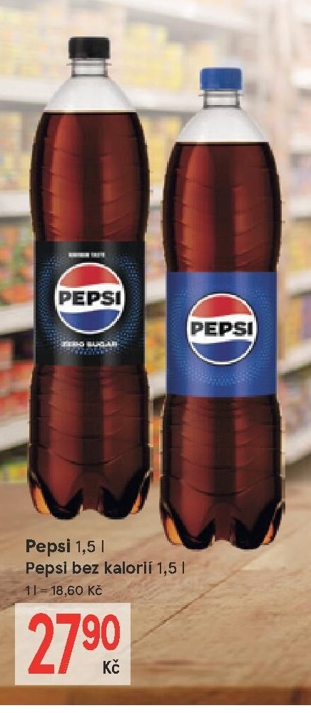 Pepsi 1,5 l / Pepsi bez kalorií 1,5 l