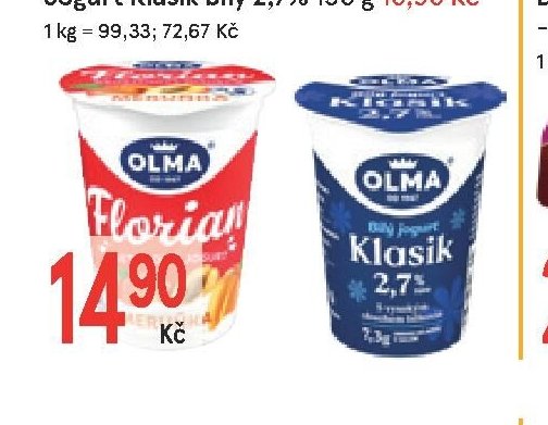 Jogurt Florian 8% 150 g / Jogurt Klasik bílý 2,7% 150 g