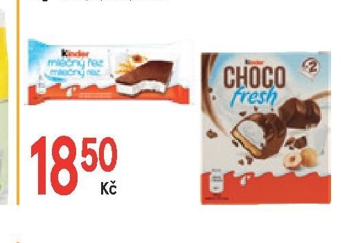 Kinder mléčný řez 28 g / Kinder mléčný snack Choco fresh 2x20 g