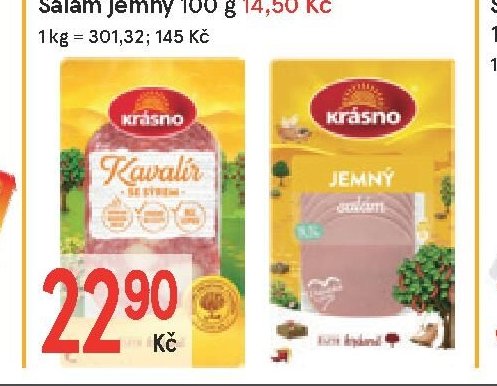 Salám Kavalír se sýrem 76 g / Salám jemný 100 g