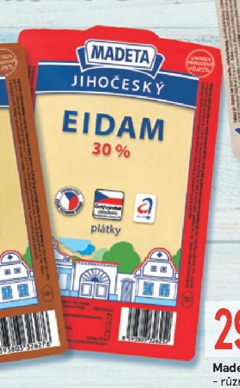 Madeta Jihočeský eidam plátky 30 % 100 g