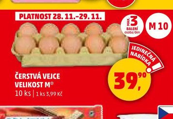 Čerstvá vejce velikost M
