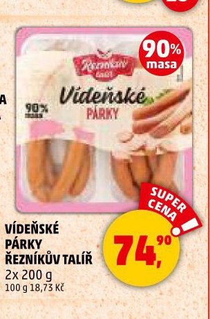 VÍDEŇSKÉ PÁRKY ŘEZNÍKŮV TALÍŘ 2x 200 g