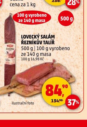 LOVECKÝ SALÁM ŘEZNÍKŮV TALÍŘ 500 g | 100 g vyrobeno ze 140 g masa