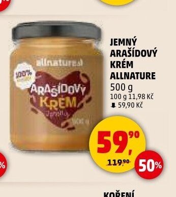 JEMNÝ ARAŠÍDOVÝ KRÉM ALLNATURE 500 g