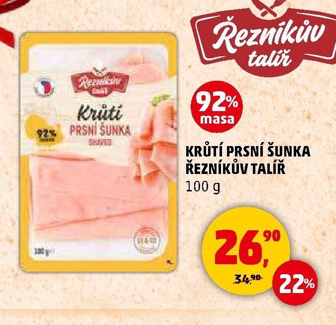 KRŮTÍ PRSNÍ ŠUNKA ŘEZNÍKŮV TALÍŘ 100 g