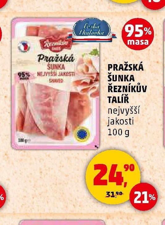 PRAŽSKÁ ŠUNKA ŘEZNÍKŮV TALÍŘ nejvyšší jakosti 100 g