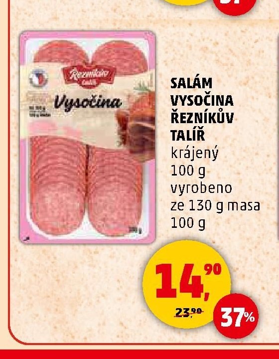 SALÁM VYSOČINA ŘEZNÍKŮV TALÍŘ krájený 100 g