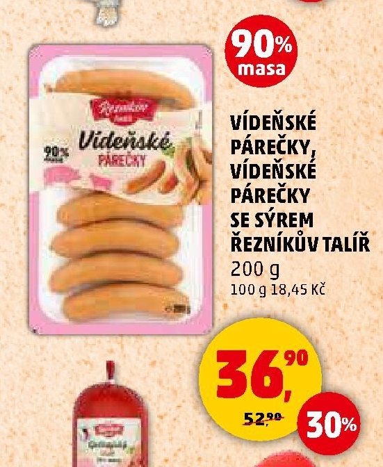Vídeňské párečky / se sýrem Řezníkův talíř