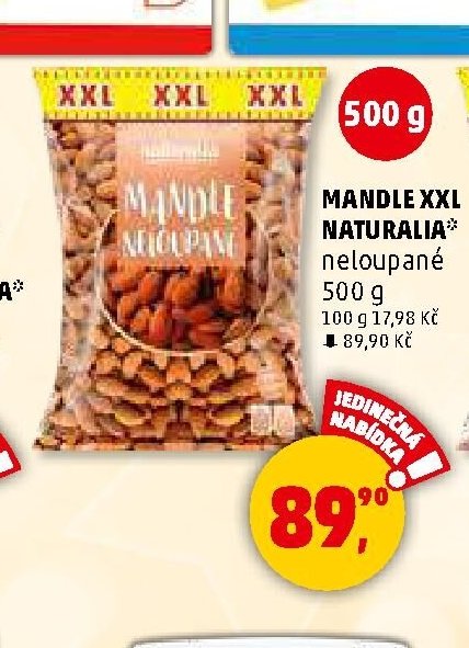 Mandle XXL Naturalia neloupané 500 g