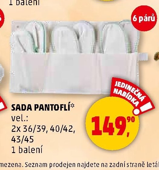 SADA PANTOFLÍ vel.: 2x 36/39, 40/42, 43/45