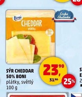 SÝR CHEDDAR 50% BONI