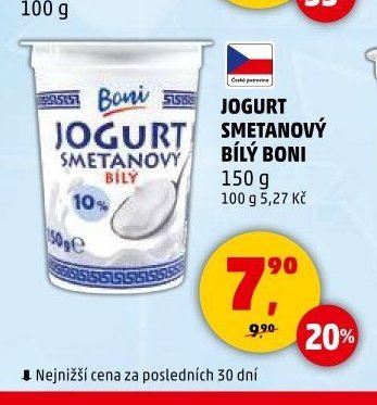 JOGURT SMETANOVÝ BÍLÝ BONI