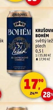 Krušovice Bohém světlý ležák plech