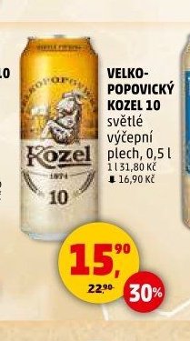 Velkopopovický Kozel 10 světlé výčepní plech