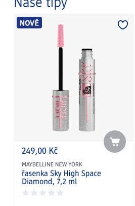 MAYBELLINE NEW YORK řasenka Sky High Space Diamond, 7,2 ml