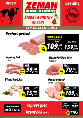 aktuální leták ZEMAN maso - uzeniny 9.12.2024-14.12.2024
