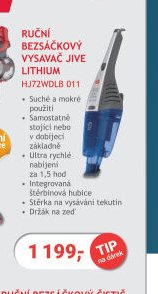 Ruční bezsáčkový vysavač JIVE LITHIUM HJ72WDLB 011