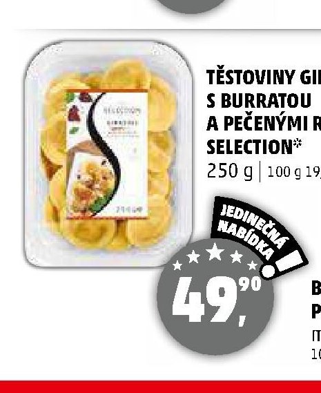 TĚSTOVINY GIRASOLI S BURRATOU A PEČENÝMI RAJČATY SELECTION