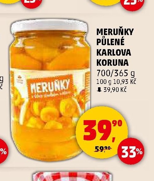MERUŇKY PŮLENÉ KARLOVA KORUNA