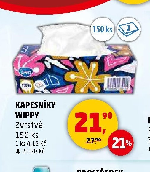 Kapesníky Wippy 2vrstvé 150 ks