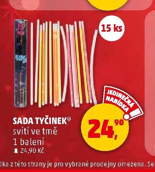SADA TYČINEK svítí ve tmě