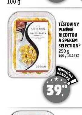TĚSTOVINY PLNĚNÉ RICOTTOU A ŠPEKEM SELECTION