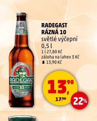 Radegast rázná 10 světlé výčepní 0,5 l