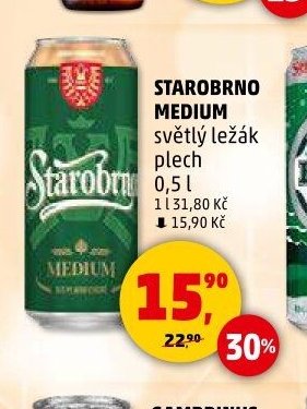 Starobrno Medium světlý ležák plech 0,5 l